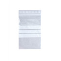 Sacchetto trasparente con chiusura a zip con strisce bianche 16x22 cm